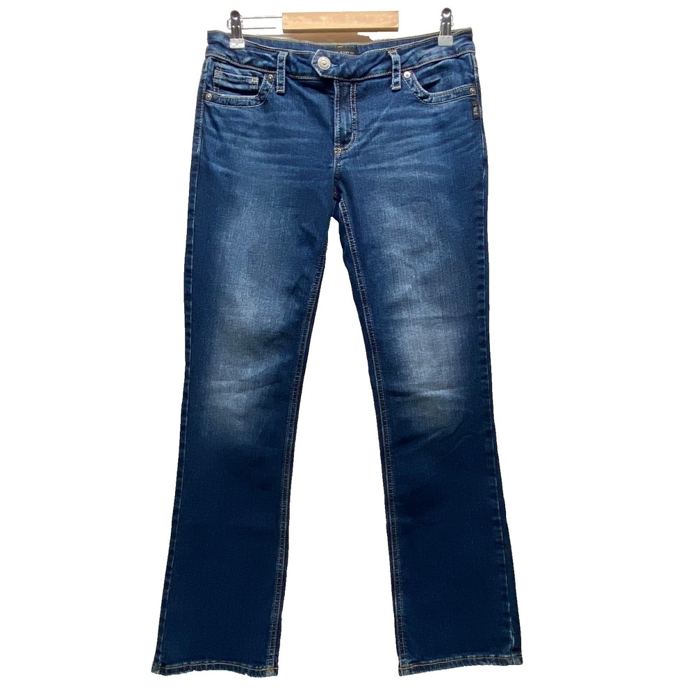 Silver Jeans Women's 31x33 Dark Blue Low Rise Tuesday Slim Boot Stretch Denim EC